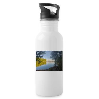 Reflection from the shore, the peace of nature - Water bottle with straw - white - Right