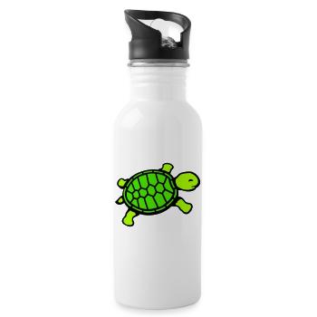 tortue mignonne souriante heureuse drôle - Gourde avec paille intégrée - blanc - Droite