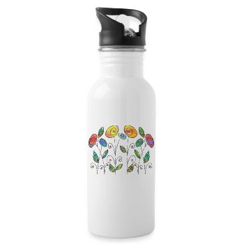 Fleur - Gourde avec paille intégrée - blanc - Droite