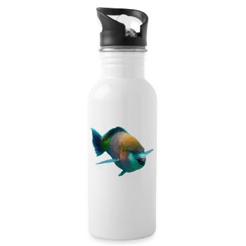 Colorful Fish Pop Art - Water bottle with straw - white - Right