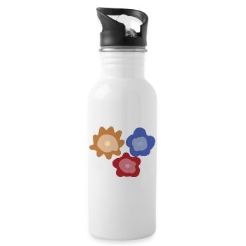 Abstract Flower Circles - Water bottle with straw - white - Right