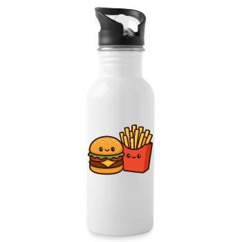 Kawaii Burger & Fries Duo - Gourde avec paille intégrée - blanc - Droite