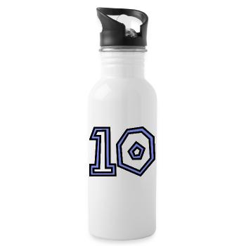 10. 10 ANS. 10e ANNIVERSAIRE. ANNIVERSAIRE 10 ANS. - Gourde avec paille intégrée - blanc - Droite