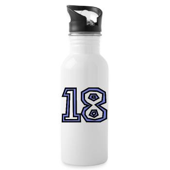 18. 18 JAHRE ALT. 18-JÄHRIGES JUBILÄUM. 18. GEBURTSTAG. - Trinkflasche mit integriertem Trinkhalm - Weiß - Rechts