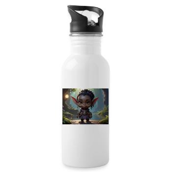 Waldkobold im Dämmerwald - Trinkflasche mit integriertem Trinkhalm - Weiß - Rechts