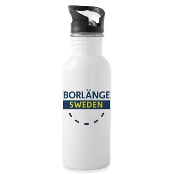 Emblème de la ville de Borlänge en bleu et jaune - Gourde avec paille intégrée - blanc - Droite