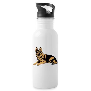 Schäferhund Geschenk T-shirt Hundehalter - Trinkflasche mit integriertem Trinkhalm - Weiß - Rechts