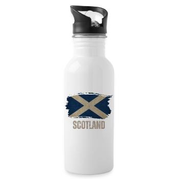 Flag of Scotland, Scottish pride - Water bottle with straw - white - Right