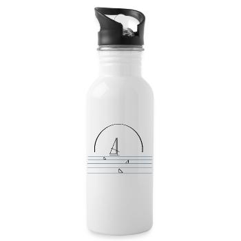 Logo windsurfer with sharks - Water bottle with straw - white - Right