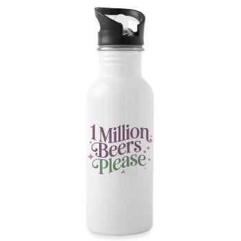 Un million de bières s’il vous plaît - Meme de boisson drôle - Gourde avec paille intégrée - blanc - Droite