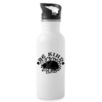 Sei freundlich - Trinkflasche mit integriertem Trinkhalm - Weiß - Rechts