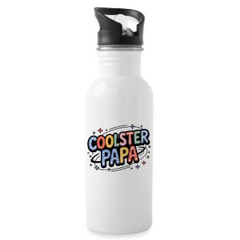 Coolest Dad Colorful Retro Letters - Water bottle with straw - white - Right