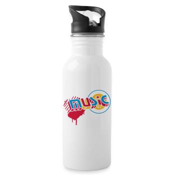 3D Musik Schriftzug im Graffiti Style - Trinkflasche mit integriertem Trinkhalm - Weiß - Rechts