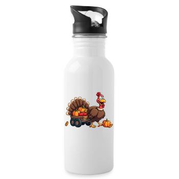 Thanksgiving Lustiger Thanksgiving Truthahn - Trinkflasche mit integriertem Trinkhalm - Weiß - Rechts