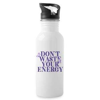 Dont Waste Your Energy - Trinkflasche mit integriertem Trinkhalm - Weiß - Rechts
