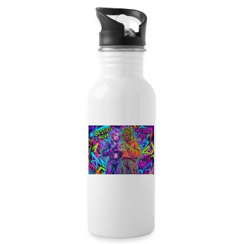 Beste Freundinnen  Neon Graffiti Duo - Trinkflasche mit integriertem Trinkhalm - Weiß - Rechts