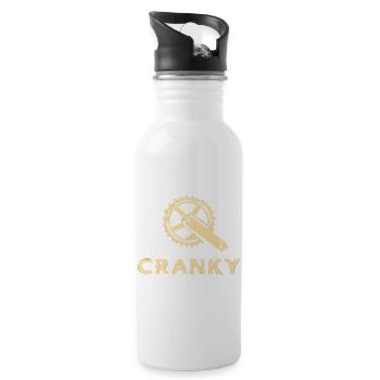 Grummelig Cranky Fahrrad Kurbel Motiv - Trinkflasche mit integriertem Trinkhalm - Weiß - Rechts