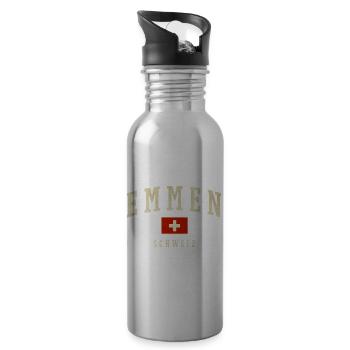 Emmen Suisse, motif avec drapeau - Gourde avec paille intégrée - argent clair - Droite