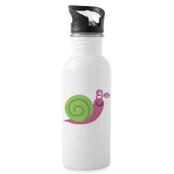 Süße Schnecke im Comic-Stil mit grünem Haus - Trinkflasche mit integriertem Trinkhalm - Weiß - Rechts