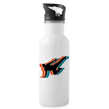 Retro Parkour Freilauf-Silhouette Retro-Kunst - Trinkflasche mit integriertem Trinkhalm - Weiß - Rechts