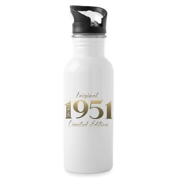 75th Birthday Original January Born 1951 - Water bottle with straw - white - Right