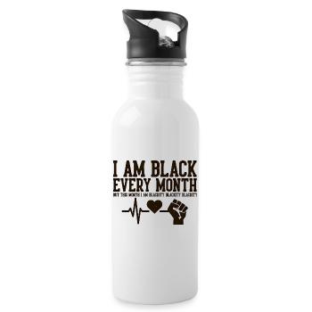 I Am Black Every Month Heartbeat Fist - Water bottle with straw - white - Right