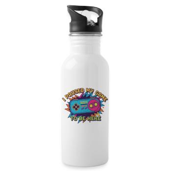 Retro Controller Meme Tee - Trinkflasche mit integriertem Trinkhalm - Weiß - Rechts