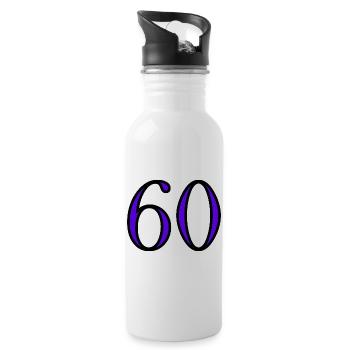 60. 60 ANS. 60e ANNIVERSAIRE. ANNIVERSAIRE 60 ANS. - Gourde avec paille intégrée - blanc - Droite