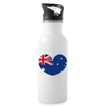 Australische Flagge mit Herz - Trinkflasche mit integriertem Trinkhalm - Weiß - Rechts