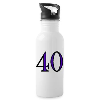 40. 40 ANS. 40e ANNIVERSAIRE. ANNIVERSAIRE 40 ANS. - Gourde avec paille intégrée - blanc - Droite