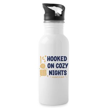Crochet Lover Hooked On Cozy Nights Crochet And - Water bottle with straw - white - Right