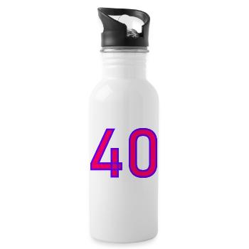 40. 40 ANS. 40e ANNIVERSAIRE. ANNIVERSAIRE 40 ANS. - Gourde avec paille intégrée - blanc - Droite