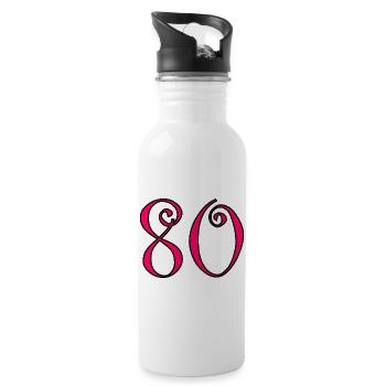 80. 80 JAHRE. 80. JUBILÄUM. 80-JAHRES-JUBILÄUM. - Trinkflasche mit integriertem Trinkhalm - Weiß - Rechts