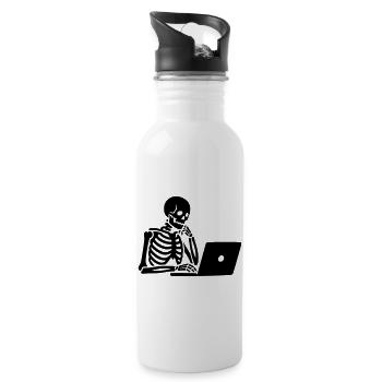 Squelette sur ordinateur portable - Gourde avec paille intégrée - blanc - Droite