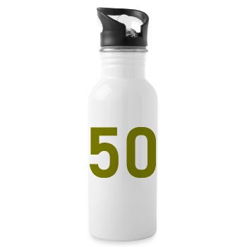 50. 50 YEARS. 50th ANNIVERSARY. 50 YEARS ANNIVERSARY. - Water bottle with straw - white - Right