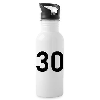 ANNIVERSAIRE. HAPPY BIRTHDAY. JOYEUX ANNIVERSAIRE. - Gourde avec paille intégrée - blanc - Droite