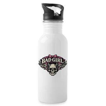 Bad Girl Skull with Wings - Water bottle with straw - white - Right