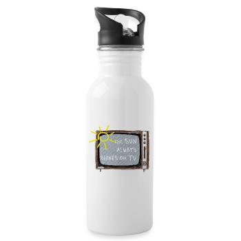 The Sun Always Shines on TV – Retro Spruch - Trinkflasche mit integriertem Trinkhalm - Weiß - Rechts