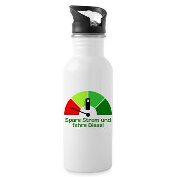 Save electricity and drive diesel - Water bottle with straw - white - Right