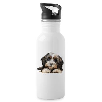 Chien havanais - Gourde avec paille intégrée - blanc - Droite