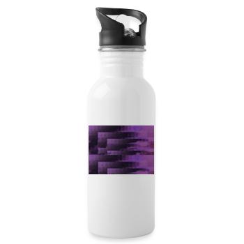 3D Glitch Purple Raster Neon - Trinkflasche mit integriertem Trinkhalm - Weiß - Rechts