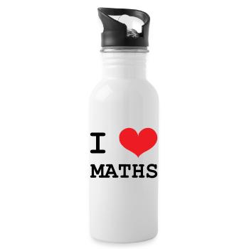J'aime les Maths : Tee-shirt Passion Mathématiques - Gourde avec paille intégrée - blanc - Droite