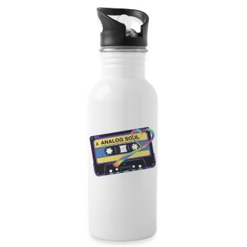 Analog Soul Vintage Cassette Heart Art - Water bottle with straw - white - Right