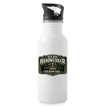 Ich bin Handwerker Premium - Trinkflasche mit integriertem Trinkhalm - Weiß - Rechts