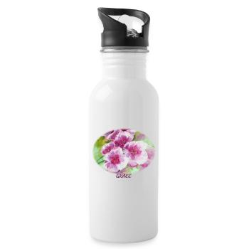 Grâce - Ellipse vibrante de la fleur printanière - Gourde avec paille intégrée - blanc - Droite