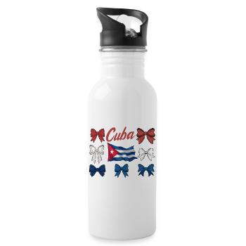 Kuba Stolz & Heimat - Cuba Flagge Design - Trinkflasche mit integriertem Trinkhalm - Weiß - Rechts