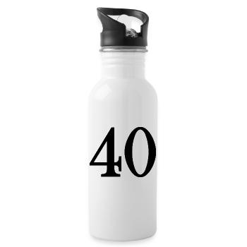 40. 40 YEARS. 40th ANNIVERSARY. 40 YEARS ANNIVERSARY. - Water bottle with straw - white - Right