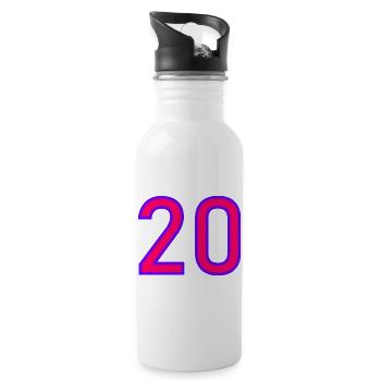 20. 20e ANNIVERSAIRE. ANNIVERSAIRE 20 ANS. 20 ANS. - Gourde avec paille intégrée - blanc - Droite