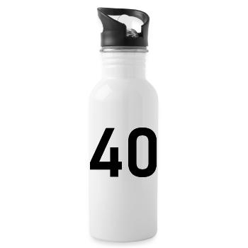 40. 40 YEARS. 40th ANNIVERSARY. 40 YEARS ANNIVERSARY. - Water bottle with straw - white - Right
