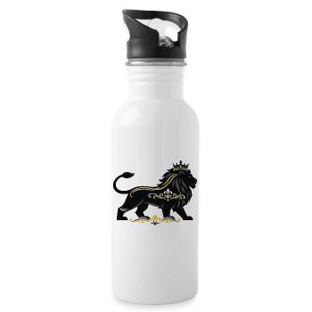 Lion royal avec ornementation en or - Gourde avec paille intégrée - blanc - Droite